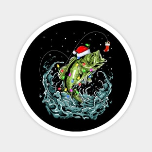 Bass Fishing Xmas Lighting Fisherman Fish Christmas Magnet